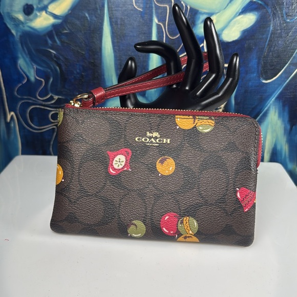 Coach Handbags - NWOT Coach Ornament Print Corner Zip Brown Wristlet